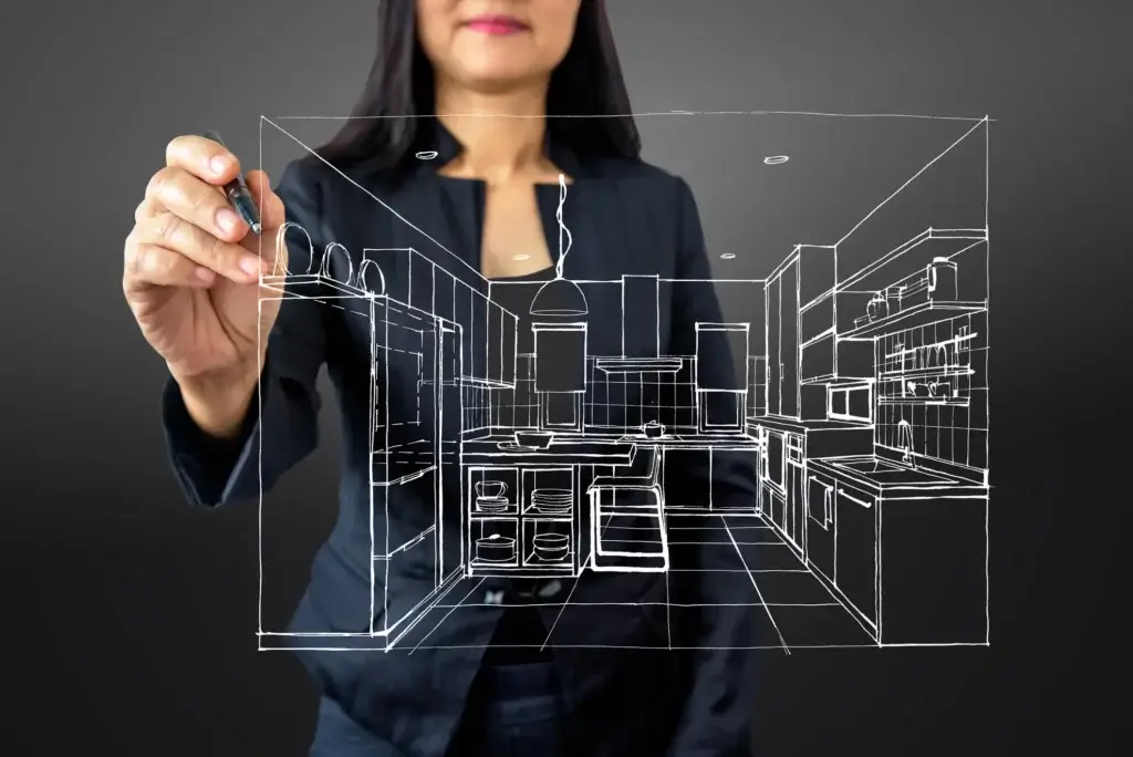 Architect Colombes: technical drawing of an architectural project plan in progress