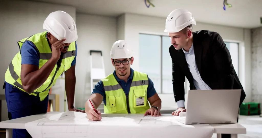 Réunion d’architectes autour d’un projet d’aménagement menée par un architecte d'intérieur Vitrolles