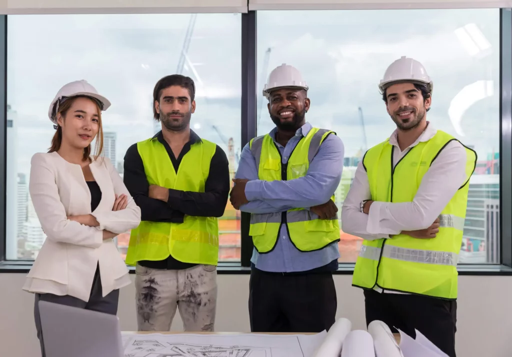Trois architectes d'intérieur en pleine réunion de conception à Ivry-sur-Seine, spécialisés dans l'aménagement et la rénovation d'espaces modernes.
