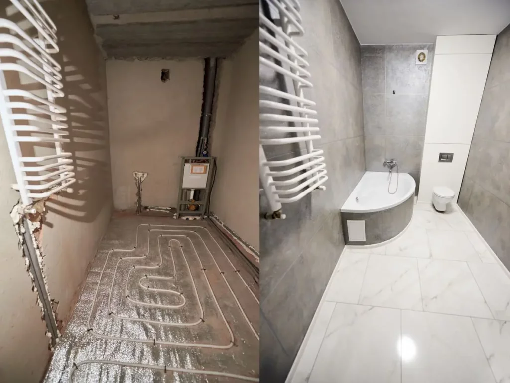 Transformation d’une salle de bain par un architecte à Saint-Denis : passage d’un espace brut à un aménagement moderne et fonctionnel