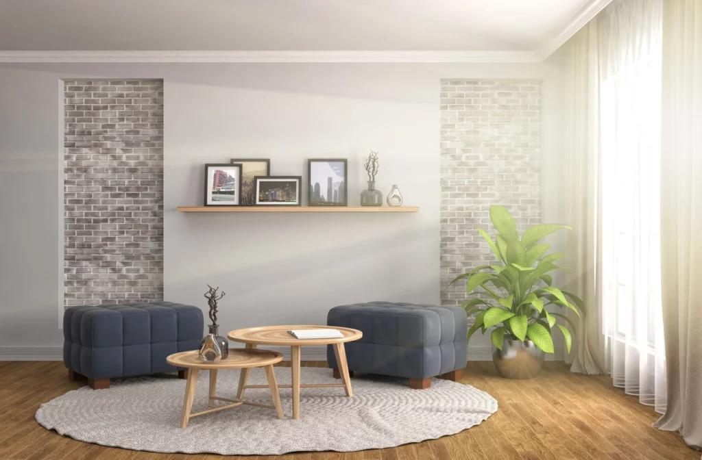 Coin salon lumineux à la décoration minimaliste et naturelle, conçu par un architecte en Aix-en-provence