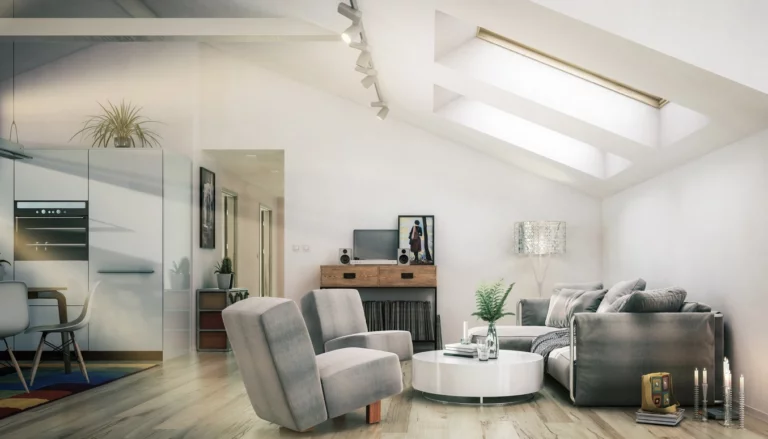 Intérieur design aux teintes gris et blanc conçu par un architecte à Rouen