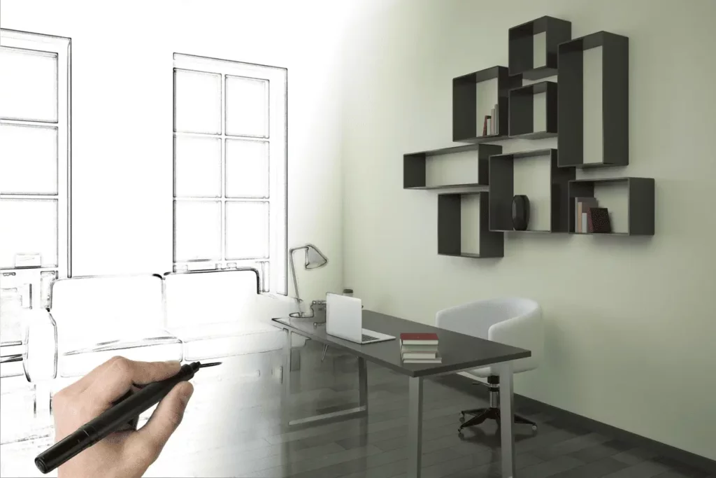 Dessin d’aménagement intérieur réalisé par un architecte d'intérieur à Montpellier pour optimiser l’espace