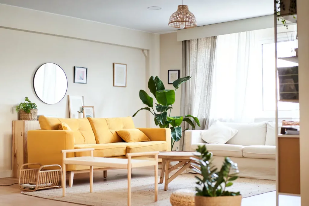 Réalisation d’un architecte à Cannes : salon moderne baigné de lumière naturelle