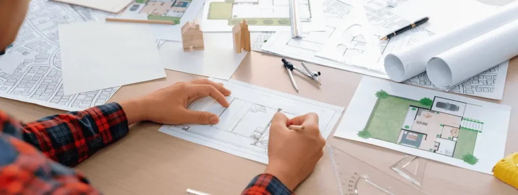 Un architecte d'intérieur Deauville travaille sur un projet