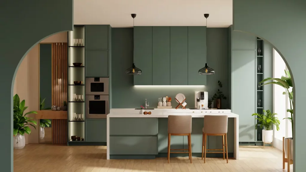 Une cuisine stylée et design réalisée par un architecte d'intérieur à Hyères.
