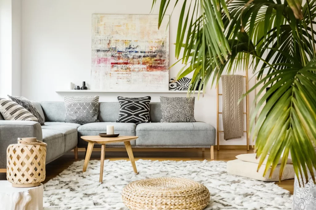 Un beau salon style scandinave après une rénovation maison Rouen