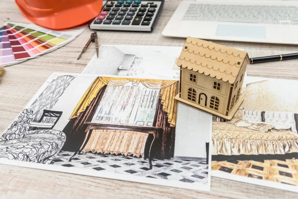 Dessins et maquette d'une maison à rénover à Concarneau