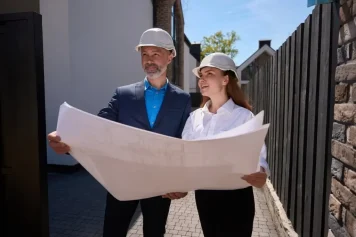 Un architecte Annecy en train de discuter du plan de rénovation avec sa collègue