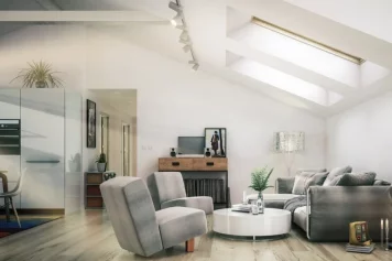 Intérieur design aux teintes gris et blanc conçu par un architecte à Rouen