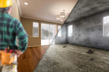 Vue sur un avant et après d'une pièce d'une maison à rénover Salon-de-Provence.